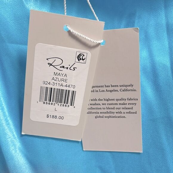 Rails Maya Azure Satin Side Slit Elastic Waist Skirt Sz L - Picture 5 of 8